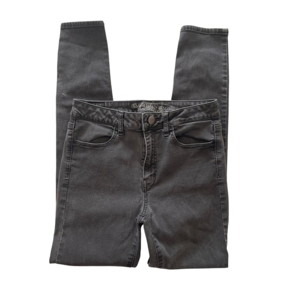 American Eagle Jeggings Womens Black Wash‎ Denim High Rise Skinny Jeans 8